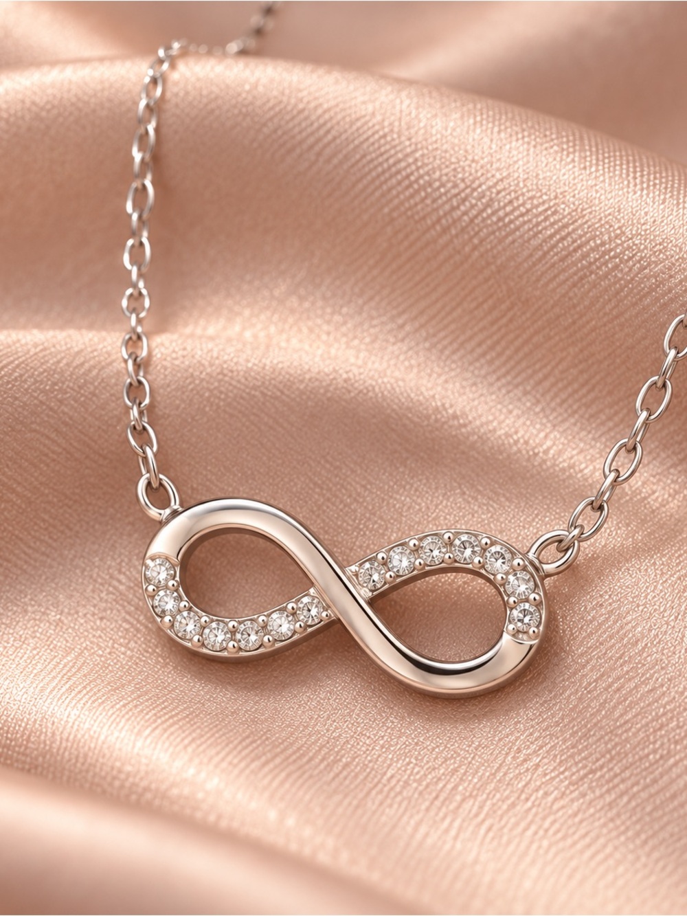 Infinity Pendant Necklace with Crystals and Gift box